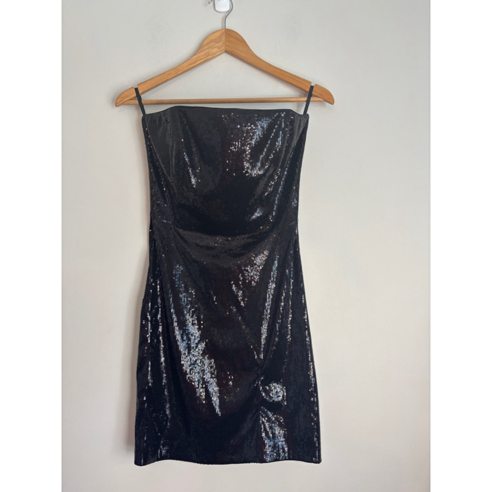 Twenty Cluny Strapless Sequin Mini Party Dress Black Size 8
